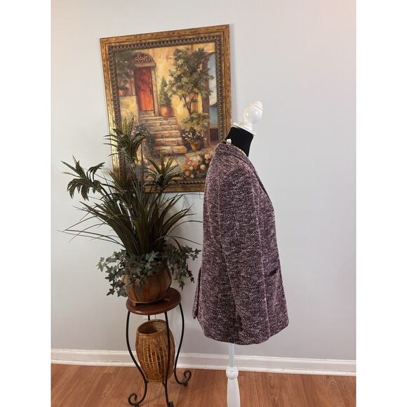 Talbots Women Mélange HERRINGBONE 4P Tweed Blazer Long Sleeve Lapel Notch Collar - Picture 7 of 14